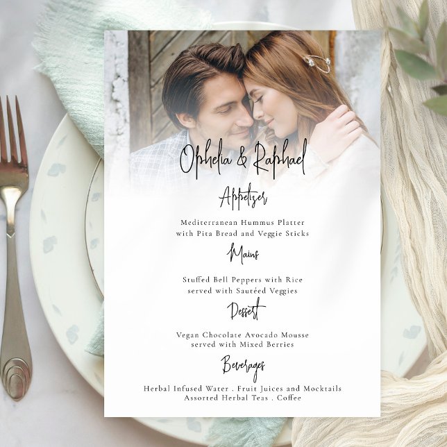 Cartão de Menu de Casamento Boho com Sobreposição  (Criador carregado)