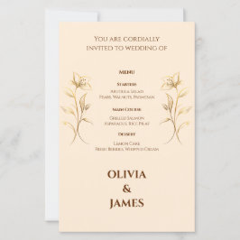 Cartão de Menu de Casamento Boho em Terracota