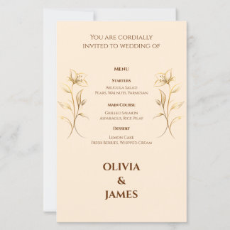 Cartão de Menu de Casamento Boho em Terracota