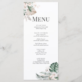 Cartão de Menu de Casamento Boho Orquídea Tropical