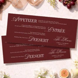 Cartão de Menu de Casamento Borgonha de Antiga For