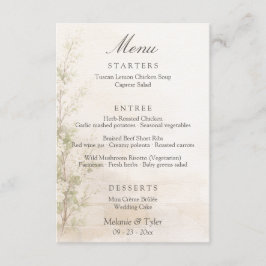Cartão de Menu de Casamento Botânico Elegante