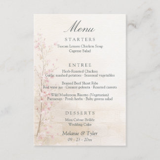 Cartão de Menu de Casamento Botânico Elegante de P