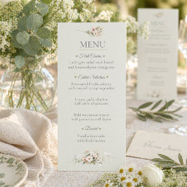 Cartão de Menu de Casamento Botânico Sage