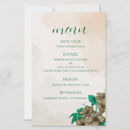 Cartão de Menu de Casamento Botânico Verde