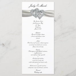 Cartão de Menu de Casamento Branco de Corações