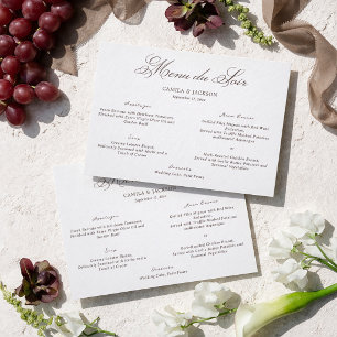 Cartão de Menu de Casamento Branco e Marrom Old Mo