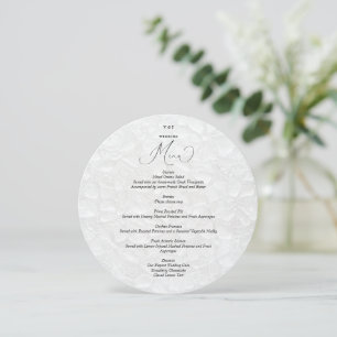 Cartão de Menu de Casamento Branco Simples