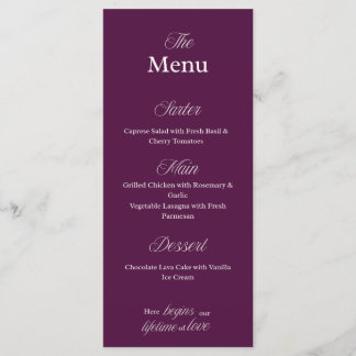 Cartão de Menu de Casamento Burgundy para Jantares