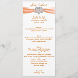 Cartão de Menu de Casamento Cardíaco do Orange Inf