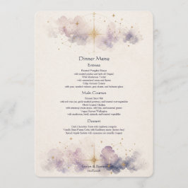 Cartão de Menu de Casamento Celestial