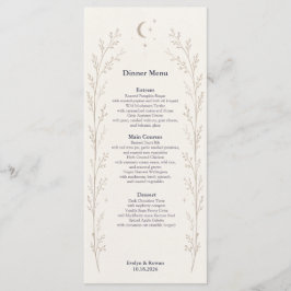 Cartão de Menu de Casamento Celestial