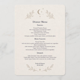 Cartão de Menu de Casamento Celestial