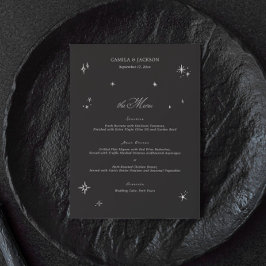 Cartão de Menu de Casamento Celestial de Halloween