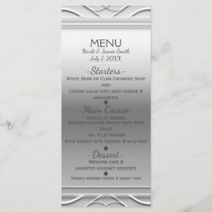 Cartão de Menu de Casamento Chic Elegante Simples