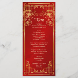 Cartão de Menu de Casamento Chinês com Flor de Cer