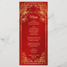 Cartão de Menu de Casamento Chinês com Flor de Cer