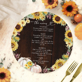 Cartão de Menu de Casamento Círculo de Abóbora com