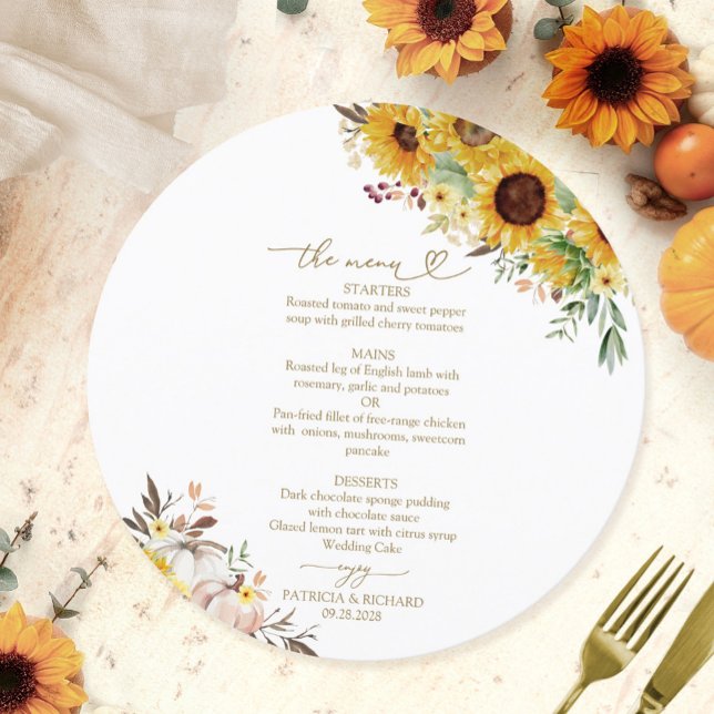Cartão de Menu de Casamento Círculo de Abóbora Gir (Criador carregado)