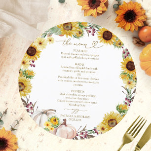 Cartão de Menu de Casamento Círculo de Abóbora Gir