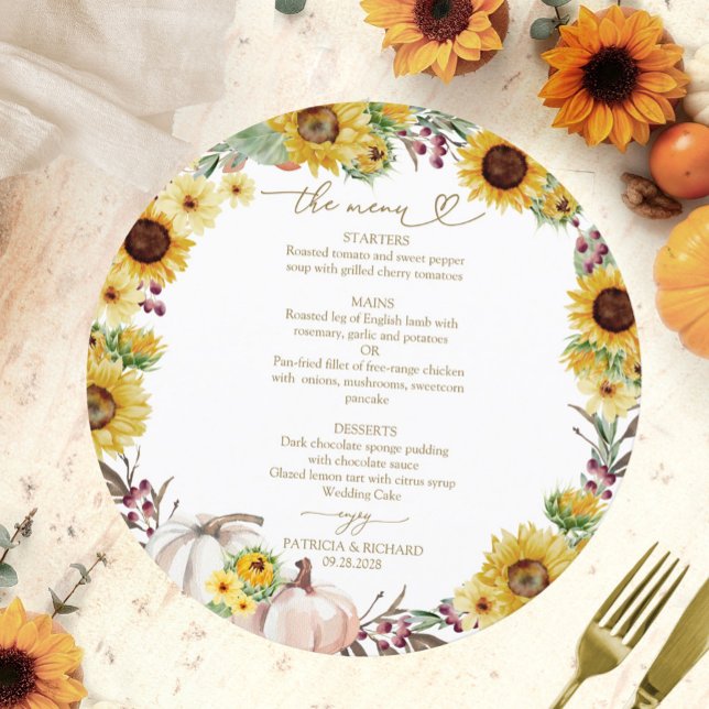 Cartão de Menu de Casamento Círculo de Abóbora Gir (Criador carregado)