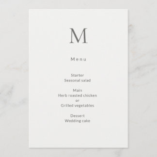 Cartão de Menu de Casamento Civil Inicial Único