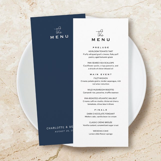 Cartão de Menu de Casamento Clássico Chic Minimali (Criador carregado)