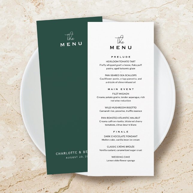 Cartão de Menu de Casamento Clássico Chic Minimali (Criador carregado)