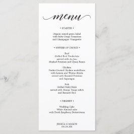 Cartão de Menu de Casamento Clássico ou de Menu de