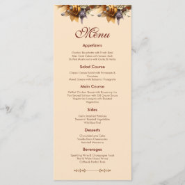 Cartão de Menu de Casamento Clássico Romance
