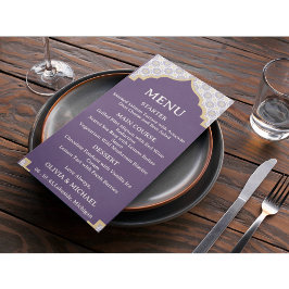 Cartão de Menu de Casamento com Azulejos Marroquin