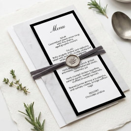 Cartão de Menu de Casamento com Caligrafia Chic Mi