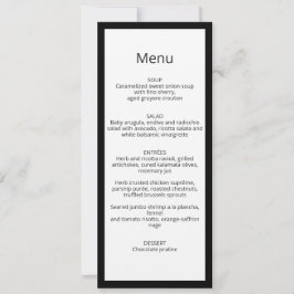 Cartão de Menu de Casamento com Caligrafia Chic Mi