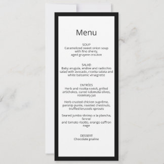 Cartão de Menu de Casamento com Caligrafia Chic Mi