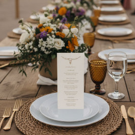 Cartão de Menu de Casamento com Caveira de Vaca Bo