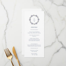 Cartão de Menu de Casamento com Coroa Floral Roxa