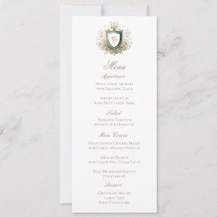 Cartão de Menu de Casamento com Crista de Monogram