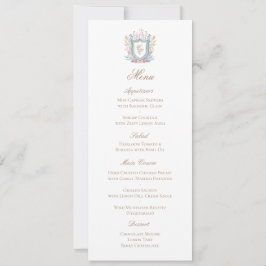 Cartão de Menu de Casamento com Crista de Monogram
