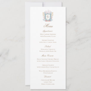 Cartão de Menu de Casamento com Crista de Monogram