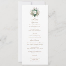 Cartão de Menu de Casamento com Crista de Monogram