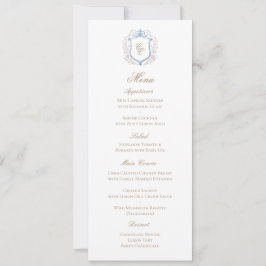 Cartão de Menu de Casamento com Crista de Monogram
