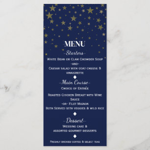 Cartão de Menu de Casamento com Estrelas Azuis e D