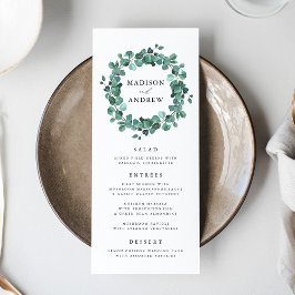 Cartão de Menu de Casamento com Eucalipto Moderno