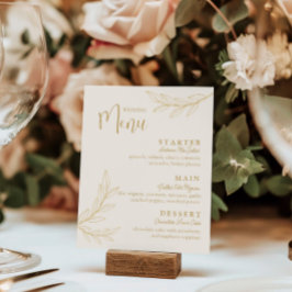 Cartão de Menu de Casamento com Folhas Elegantes a