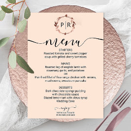 Cartão de Menu de Casamento com Foto e Monograma R