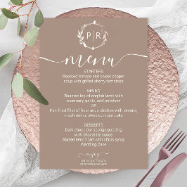 Cartão de Menu de Casamento com Foto Monograma Gru
