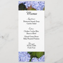 Cartão de Menu de Casamento com Hortênsias Roxas