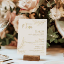Cartão de Menu de Casamento com Letra Elegante em 
