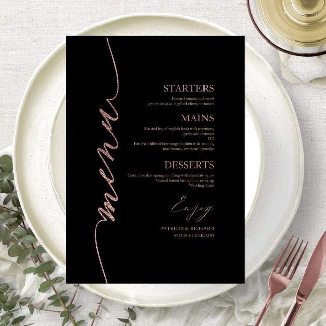 Cartão de Menu de Casamento com Letra Elegante par (Criador carregado)
