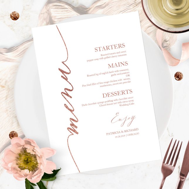 Cartão de Menu de Casamento com Letra Elegante par (Criador carregado)